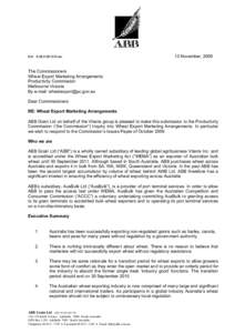 Ref: EXE/ASR1855/asr  13 November, 2009 The Commissioners Wheat Export Marketing Arrangements