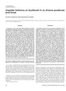 J. Range Manage. 56: 358–363 July 2003 Ungulate herbivory on buckbrush in an Arizona ponderosa pine forest DAVID W. HUFFMAN AND MARGARET M. MOORE