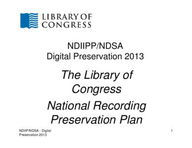 The Library of Congress National Recording Preservation Board