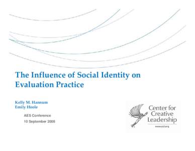 The Influence of Social Identity on Evaluation Practice Kelly M. Hannum  Emily Hoole AES Conference 10 September 2008
