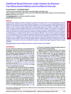 Likelihood-Based Inferences under Isolation by Distance: Two-Dimensional Habitats and Confidence Intervals Fran¸cois Rousset∗,1 and Rapha¨el Leblois2 1  Institut des Sciences de l’Evolution (UM2-CNRS), Universit´e