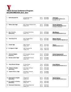 YMCA School Settlement Program SITE INFORMATION[removed]BedfordSouth(P-9)