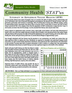 Annapolis Valley Health  Volume 2, Issue 1 April 2009