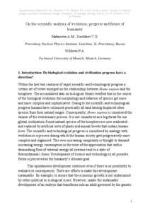 Translated from Makarieva A.M., Gorshkov V.G., Wilderer P.AOn the scientific analysis of evolution, progress and future of humanity. Energy: Economics, Technology, Ecology, 9(2014), 65-70; ), in R