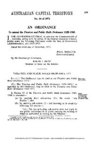 No. 34 of[removed]AN ORDINANCE To amend the Theatres  and Public Halls Ordinance