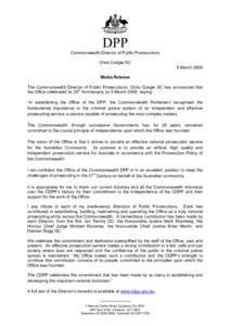 CDPP Media Release - CDPP 25th Anniversary[removed])