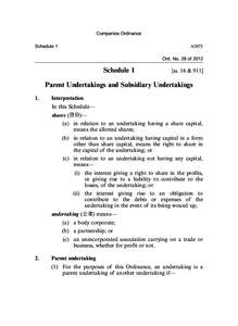 Companies Ordinance Schedule 1 A5073 Ord. No. 28 of 2012