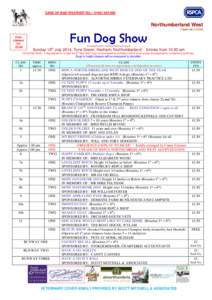 CASE OF BAD WEATHER TEL: [removed]Northumberland West Charity No: [removed]Fun Dog Show