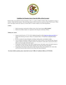 Guidelines for Reunion Letters from the Office of the Governor Reunion letters are provided by Governor Pat Quinn’s office as a courtesy to Illinois residents. There are generally two types of reunions: Family and Clas