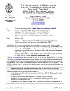 Health / Meningococcal disease / Meningococcal vaccine / Vaccination schedule / Pneumococcal conjugate vaccine / Asplenia / Advisory Committee on Immunization Practices / NmVac4-A/C/Y/W-135 / Pneumococcal polysaccharide vaccine / Vaccines / Vaccination / Medicine