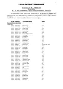 1 PANJAB UNIVERSITY CHANDIGARH B.A. 3rd  Notification No B..A.-III/2013-A/7