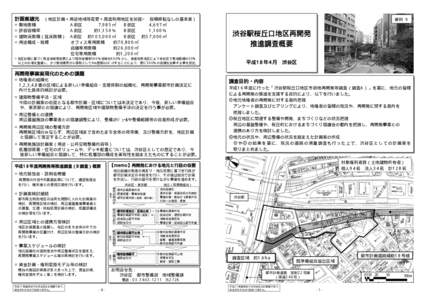 計画案諸元 （地区計画＋用途地域等変更＋高度利用地区を前提※ 容積移転なしの基本案） ○敷地面積 ○許容容積率 ○建物床面積（延床面積） ○用途構成・規模