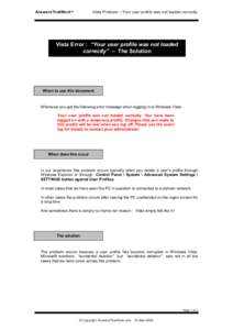 AnswersThatWorkTM  Vista Problem – Your user profile was not loaded correctly Vista Error : “Your user profile was not loaded correctly” – The Solution
