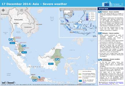 17 December 2014: Asia – Severe weather Legend Week rainfall (TRMM) LAST 7-DAYS ACCUMULATION RAINFALL (NASA/TRMM)