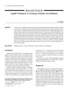 HK J Paediatr (new series) 2003;8:[removed]Special Article Health Problems in Chinese Children Are Different  CY YEUNG