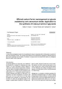 Efficient carbon-Ferrier rearrangement on glycals mediated by ceric ammonium nitrate: Application to the synthesis of 2-deoxy-2-amino-C-glycoside