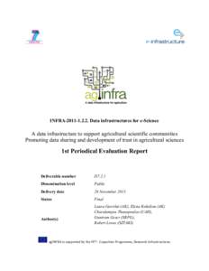    INFRA[removed]Data infrastructures for e-Science A data infrastructure to support agricultural scientific communities Promoting data sharing and development of trust in agricultural sciences