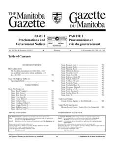 Manitoba  azette G  PART I