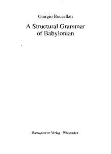 Giorgio Buccellati  A Structural Grammar