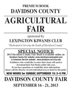 PREMIUM BOOK  DAVIDSON COUNTY AGRICULTURAL FAIR