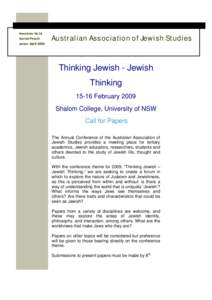 Newsletter No 36 Special Pesach Australian Association of Jewish Studies  edition April 2008