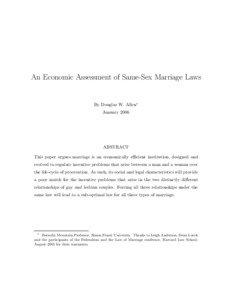 An Economic Assessment of Same-Sex Marriage Laws  By Douglas W. Allen∗