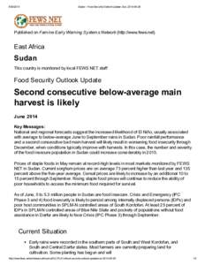 [removed]Sudan - Food Security Outlook Update: Sun, [removed]Published on Famine Early Warning Systems Network (http://www.fews.net)