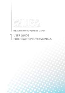 World Health Professions Alliance WHPA  1 Health Improvement Card