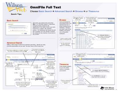 OmniFile Full Text Choose Basic Search z Advanced Search z Browse z or Thesaurus Quick Tips Browse  Basic Search