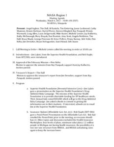 MASA Region 1 Meeting Agenda Wednesday, March 6, 2013—10:00 AM (EST) MARESA, Marquette  I.