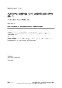 Australian Capital Territory  Public Place Names (City) Determination 2006