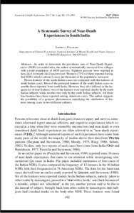 Journal of Scientific Exploration, Vol. 7, No. 2, pp, O 1993 Society for Scientific Exploration  A Systematic Survey of Near-Death