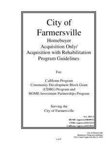 City of Farmersville Homebuyer Acquisition Only/ Acquisition with Rehabilitation Program Guidelines