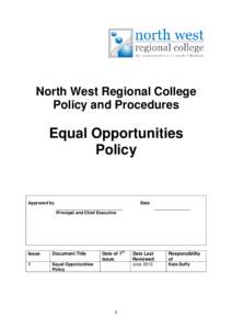 North West Regional College Policy and Procedures Equal Opportunities Policy