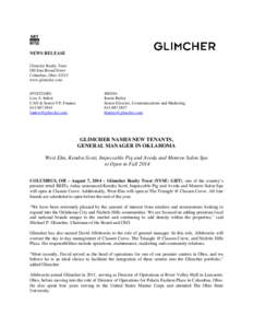 NEWS RELEASE Glimcher Realty Trust 180 East Broad Street Columbus, Ohio[removed]www.glimcher.com INVESTORS: