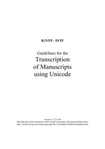 IGNTP - INTF  Guidelines for the Transcription of Manuscripts