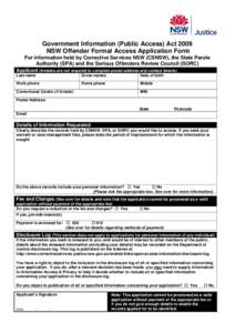 NSW Offender Formal Access Application Form