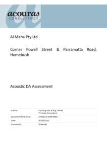 Al Maha Pty Ltd Corner Powell Street & Parramatta Road, Homebush Acoustic DA Assessment