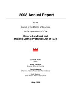 2008 Annual Report To the Council of the District of Columbia on the Implementation of the