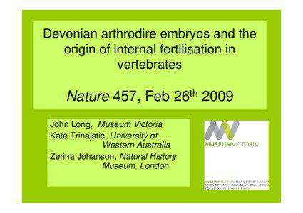 Devonian arthrodire embryos and the origin of internal fertilisation in vertebrates