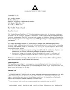 September 25, 2013 Ms. Susan M. Cosper Technical Director Financial Accounting Standards Board (FASB) 401 Merritt 7, P.O. Box 5116 Norwalk, CT[removed]