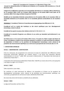 Page |1 Statuts de l’Association des Communes et Collectivités d’Outre Mer Annexé à la déclaration faite à la Préfecture de la Réunion, le 27 novembreInsertion au J. 0 du 18 décembreIntégrant l