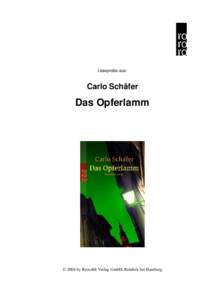 Leseprobe aus:  Carlo Schäfer Das Opferlamm