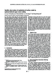 GEOPHYSICAL RESEARCH LETTERS, VOL. 30, NO. 3, 1131, doi:[removed]2002GL015674, 2003  Satellite observations of modulation of surface winds by typhoon-induced upper ocean cooling I.-I. Lin,1 W. Timothy Liu,2 Chun-Chieh Wu,