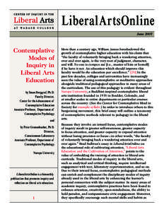 LiberalArtsOnline June 2007 Contemplative Modes of Inquiry in