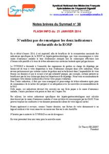 Syndicat National des Médecins Français Spécialistes de l’Appareil Digestif 79 Rue de Tocqueville – 75017 PARIS Tél. : [removed]. - Fax : [removed].