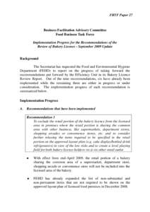 Implementation Programme for the Recommendations of the Study on the Business-friendliness of the Regulatory Regime for