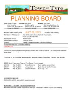 PLANNING BOARD Chair: Robert C. Seem Vice Chair: Alan Smith Secretary: Larry Kesel 2445 Traver Rd[removed]Durling Rd.