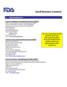 FDA Small Business Contacts