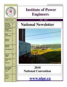Institute of Power Engineers Inside this issue: Message From The President